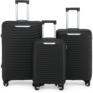 Infinity Leather Hard Shell Classic Suitcase 8 Wheel Cabin TSA Luggage Case Holiday Travel in Black Size: Medium Black Medium Infinity Leather Hard Shell Classic Suitcase 8 Wheel Cabin TSA Luggage Case Holiday Travel in Black Size: Medium Black Medium