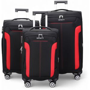 Infinity Leather Expandable Soft Shell Suitcase 8 Wheel Luggage Travel Light Carry On Cabin Bag in Black Size: Medium Black Medium Infinity Leather Expandable Soft Shell Suitcase 8 Wheel Luggage Travel Light Carry On Cabin Bag in Black Size: Medium Black Medium