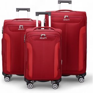 Infinity Leather Expandable Soft Shell Suitcase 8 Wheel Luggage Travel Light Carry On Cabin Bag in Red Size: Medium Red Medium Infinity Leather Expandable Soft Shell Suitcase 8 Wheel Luggage Travel Light Carry On Cabin Bag in Red Size: Medium Red Medium