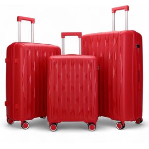 Infinity Leather Hard Shell Strong Suitcase 8 Wheel Cabin TSA Luggage Case Holiday Travel in Red Size: Medium Red Medium Infinity Leather Hard Shell Strong Suitcase 8 Wheel Cabin TSA Luggage Case Holiday Travel in Red Size: Medium Red Medium