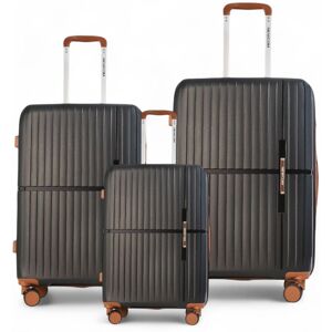 Infinity Leather Hard Shell Strong Suitcase 8 Wheel Cabin Luggage Holiday Travel Case in Black Size: Small Black Small Infinity Leather Hard Shell Strong Suitcase 8 Wheel Cabin Luggage Holiday Travel Case in Black Size: Small Black Small