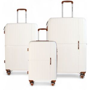 Infinity Leather Hard Shell Strong Suitcase Set 8 Wheel Cabin Luggage Holiday Travel Case in White White Infinity Leather Hard Shell Strong Suitcase Set 8 Wheel Cabin Luggage Holiday Travel Case in White White