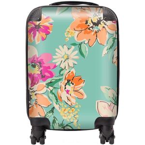 Warren Reed - Designer Bright Flower Sketch Suitcase in Green Size: Mini Cabin Green Mini Cabin Warren Reed - Designer Bright Flower Sketch Suitcase in Green Size: Mini Cabin Green Mini Cabin