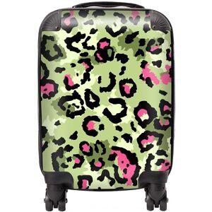 Warren Reed - Designer Green & Pink Leopard Print Suitcase Size: Large Green Large Warren Reed - Designer Green & Pink Leopard Print Suitcase Size: Large Green Large