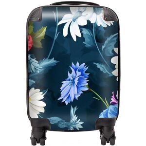 Warren Reed - Designer Poppy Flowers With Chamomile, Leaves, Cornflowers On Dark Blue Suitcase Size: Large Blue Large Warren Reed - Designer Poppy Flowers With Chamomile, Leaves, Cornflowers On Dark Blue Suitcase Size: Large Blue Large