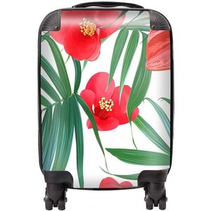 Warren Reed - Designer Tropical Flowers & Palm Leaves Hawaiian Suitcase in Green Size: Small Green Small Warren Reed - Designer Tropical Flowers & Palm Leaves Hawaiian Suitcase in Green Size: Small Green Small