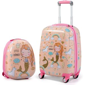 Costway 2 Pieces Kids Luggage Set 12" & 18" Children Carry-on Suitcase Set Hard Shell Travelling Case & Backpack Multicolor Costway 2 Pieces Kids Luggage Set 12" & 18" Children Carry-on Suitcase Set Hard Shell Travelling Case & Backpack Multicolor