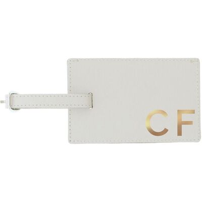 Personalised Memento Company Personalised Gold Initials Cream Luggage Tag in Beige Beige Personalised Memento Company Personalised Gold Initials Cream Luggage Tag in Beige Beige