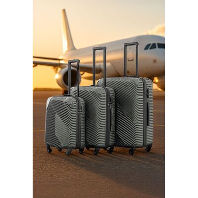 Neo 3 Piece Hard Shell Luggage Suitcase Set in Grey Size: 3 Pack Grey 3 Pack Neo 3 Piece Hard Shell Luggage Suitcase Set in Grey Size: 3 Pack Grey 3 Pack