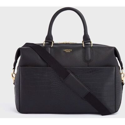 OSPREY LONDON Women's The Kellie Leather Weekender Bag in Black Black OSPREY LONDON Women's The Kellie Leather Weekender Bag in Black Black