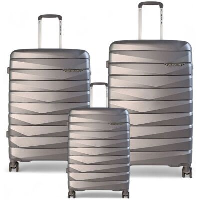 Infinity Leather Hard Shell TSA Smoke Strong Suitcase 8 Wheel Cabin Luggage Holiday Travel Case in Grey Size: Medium Grey Medium Infinity Leather Hard Shell TSA Smoke Strong Suitcase 8 Wheel Cabin Luggage Holiday Travel Case in Grey Size: Medium Grey Medium