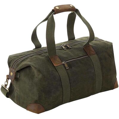 Quadra Men's Heritage Leather Handled Holdall in Olive Olive Quadra Men's Heritage Leather Handled Holdall in Olive Olive