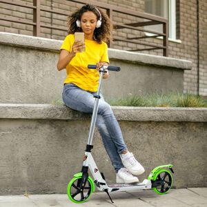 HOMCOM Folding Kick Scooter with Big Wheels for 14+ Teens Adult, Green Green HOMCOM Folding Kick Scooter with Big Wheels for 14+ Teens Adult, Green Green