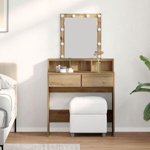 Berkfield Home Dressing Table with Mirror & LEDs Artisan Oak Engineered Wood in Brown Brown Berkfield Home Dressing Table with Mirror & LEDs Artisan Oak Engineered Wood in Brown Brown