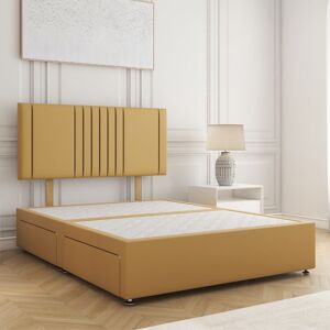 BSSPOKE Divan Bed Set Plush Velvet With2 Drawers Same Side & 26" Headboard in Mustard Size: Double Mustard Double BSSPOKE Divan Bed Set Plush Velvet With2 Drawers Same Side & 26" Headboard in Mustard Size: Double Mustard Double