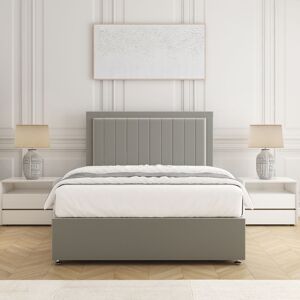 BSSPOKE Zarah Divan Bed Set Plush Velvet 24" Headboard & Mattress No Drawers in Silver Size: King Silver King BSSPOKE Zarah Divan Bed Set Plush Velvet 24" Headboard & Mattress No Drawers in Silver Size: King Silver King