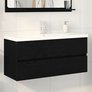 Berkfield Home Sink Cabinet with Built-in Basin Black Oak Engineered Wood Black Berkfield Home Sink Cabinet with Built-in Basin Black Oak Engineered Wood Black