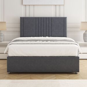 BSSPOKE Velvet Plush Divan Bed Set 10" Orthopaedic Mattress & 26" Headboard in Charcoal Size: Single Charcoal Single BSSPOKE Velvet Plush Divan Bed Set 10" Orthopaedic Mattress & 26" Headboard in Charcoal Size: Single Charcoal Single