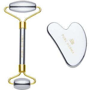 Pure Derma London Terahertz Gua Sha & Roller Set in Silver Silver Pure Derma London Terahertz Gua Sha & Roller Set in Silver Silver