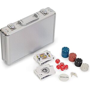 KAV 200 Piece Poker Set - Portable Poker Chip Set with 200 Casino Size 11.5 Grams Poker Chips 5 Red Dice, & Deluxe Aluminum Case in Silver Silver KAV 200 Piece Poker Set - Portable Poker Chip Set with 200 Casino Size 11.5 Grams Poker Chips 5 Red Dice, & Deluxe Aluminum Case in Silver Silver