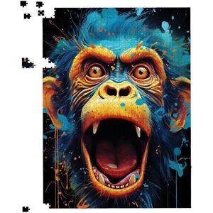 Warren Reed - Designer Crazy Monkey face Splashart Jigsaw Puzzle in Blue Size: 500 Piece Blue 500 Piece Warren Reed - Designer Crazy Monkey face Splashart Jigsaw Puzzle in Blue Size: 500 Piece Blue 500 Piece