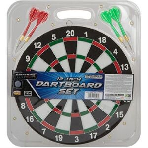 Airstrike 12" Dart Board Set Family Game With X4 Metal Darts Multicolor Airstrike 12" Dart Board Set Family Game With X4 Metal Darts Multicolor