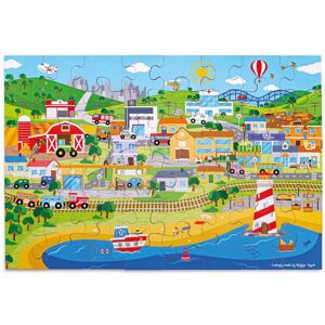 Bigjigs Toys Transport Town Floor Puzzle - 48 Piece Wooden Puzzle Multicolor Bigjigs Toys Transport Town Floor Puzzle - 48 Piece Wooden Puzzle Multicolor