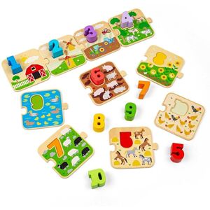 Bigjigs Toys Wooden 1-10 Tile Puzzle, Farmyard Themed Multicolor Bigjigs Toys Wooden 1-10 Tile Puzzle, Farmyard Themed Multicolor