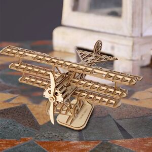 Robotime Modern 3D Wooden Puzzle Bi-Plane in Light Brown Light Brown Robotime Modern 3D Wooden Puzzle Bi-Plane in Light Brown Light Brown
