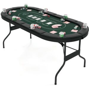 Costway Foldable Poker Table for 8 Players Portable Oval Card Board Game Table in Green Green Costway Foldable Poker Table for 8 Players Portable Oval Card Board Game Table in Green Green
