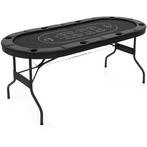 Gymax Foldable Poker Table for 8 Players Portable Oval Card Board Game Table in Black Black Gymax Foldable Poker Table for 8 Players Portable Oval Card Board Game Table in Black Black