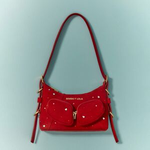 BIMBA Y LOLA Mini red leather Swarovski Pocket slouch bag RED UN adult