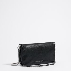 BIMBA Y LOLA Small black leather crossbody bag BLACK UN adult