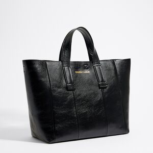 BIMBA Y LOLA Large black leather shopper bag BLACK UN adult