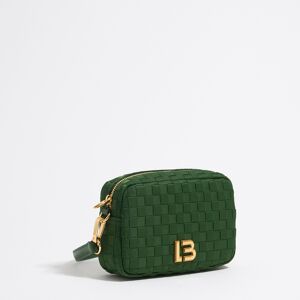 BIMBA Y LOLA Small black plaited nylon crossbody bag GREEN UN adult