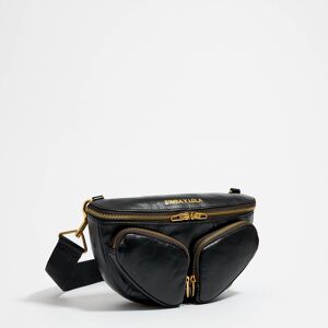 BIMBA Y LOLA Small black leather Pocket bumbag BLACK UN adult