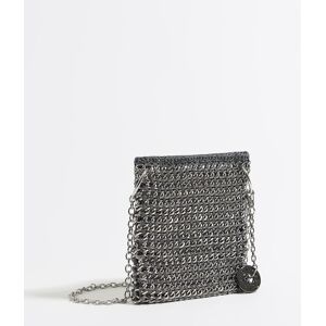 BIMBA Y LOLA Silver chain mini crochet flat bag SILVER UN adult