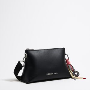 BIMBA Y LOLA Small black leather trapezium bag BLACK UN adult