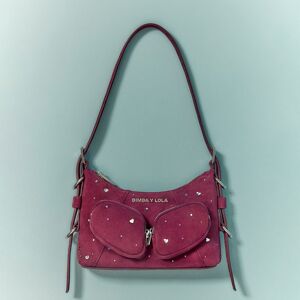 BIMBA Y LOLA Mini eggplant leather Swarovski Pocket slouch bag AUBERGINE UN adult