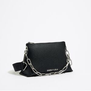 BIMBA Y LOLA Small black leather trapezium bag BLACK UN adult