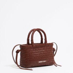 BIMBA Y LOLA Walnut plaited leather mini bag NUT UN adult BIMBA Y LOLA Walnut plaited leather mini bag NUT UN adult