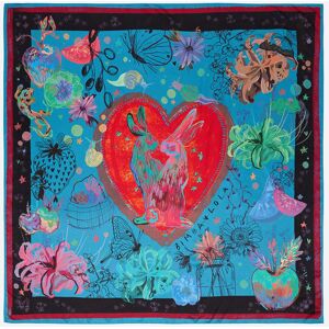 BIMBA Y LOLA Blue heart, rabbit and flowers scarf BLUE UN adult BIMBA Y LOLA Blue heart, rabbit and flowers scarf BLUE UN adult