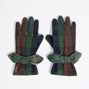 BIMBA Y LOLA Checked patchwork cotton gloves BLUE M adult BIMBA Y LOLA Checked patchwork cotton gloves BLUE M adult