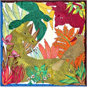 BIMBA Y LOLA Yellow animals and tropical plants scarf YELLOW UN adult BIMBA Y LOLA Yellow animals and tropical plants scarf YELLOW UN adult
