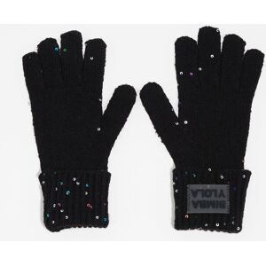 BIMBA Y LOLA Black and multicolor sequin knit gloves BLACK M adult BIMBA Y LOLA Black and multicolor sequin knit gloves BLACK M adult