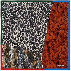 BIMBA Y LOLA Brown animal print patchwork scarf with contrast borders SIENNA RED UN adult BIMBA Y LOLA Brown animal print patchwork scarf with contrast borders SIENNA RED UN adult