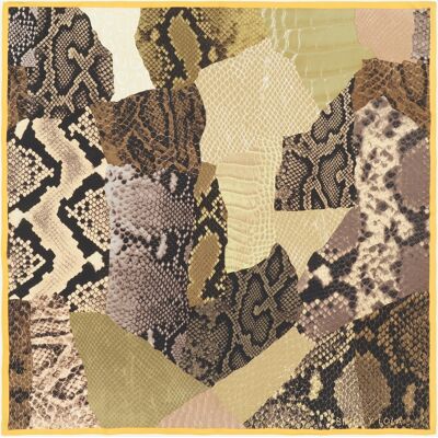 BIMBA Y LOLA Khaki snake design leather patchwork scarf KHAKI UN adult BIMBA Y LOLA Khaki snake design leather patchwork scarf KHAKI UN adult