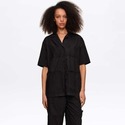 BIMBA Y LOLA Black embroidered scarf patchwork shirt BLACK XSS adult BIMBA Y LOLA Black embroidered scarf patchwork shirt BLACK XSS adult