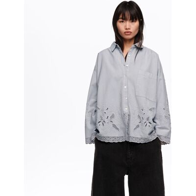 BIMBA Y LOLA Straight-fit light blue shirt with embroidery LIGHT BLUE M adult BIMBA Y LOLA Straight-fit light blue shirt with embroidery LIGHT BLUE M adult