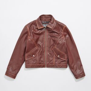 BIMBA Y LOLA Brown short leather jacket BROWN XS adult